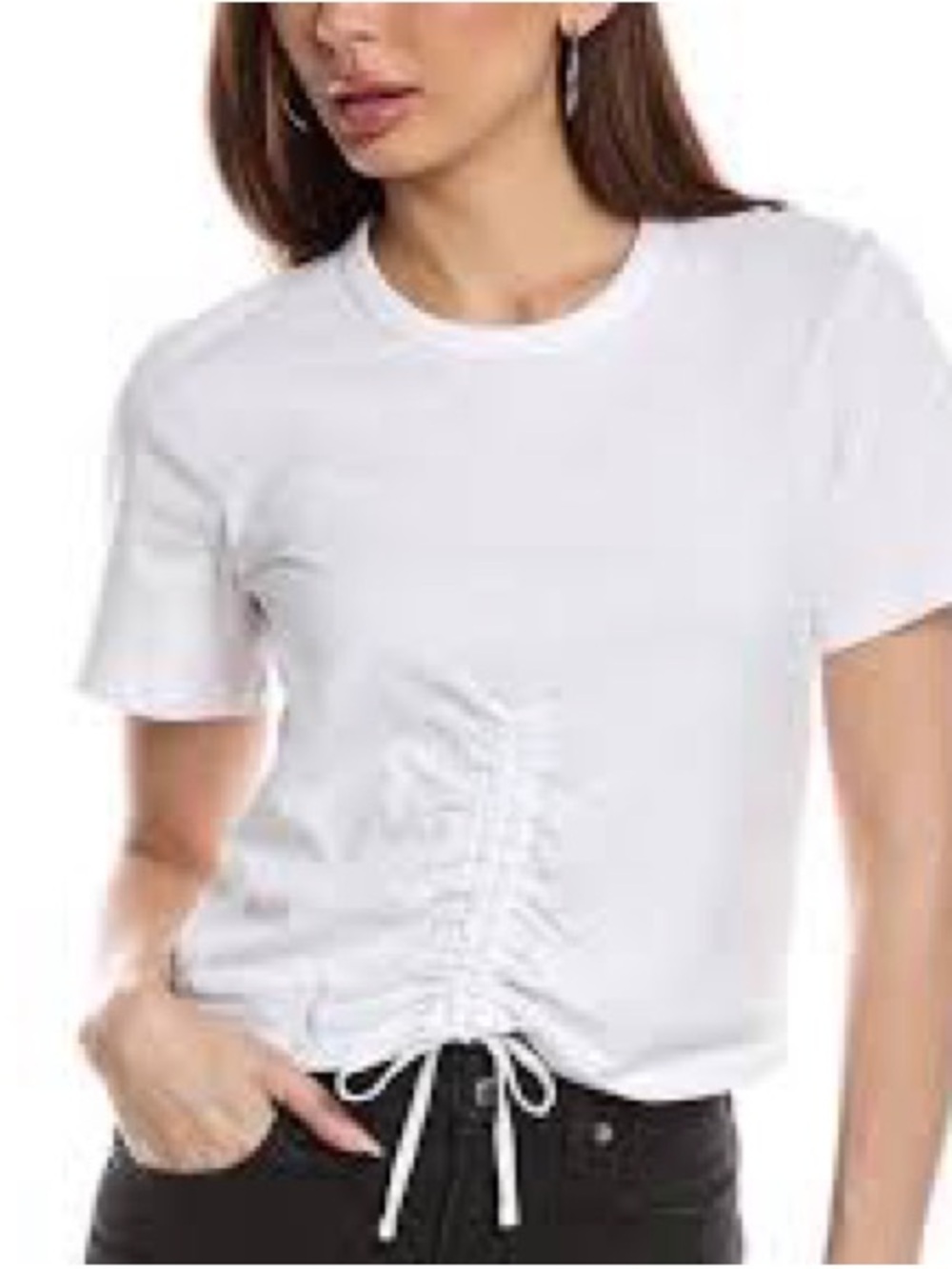 AllSaints White Ruched Tie-Front Short Sleeve Tee